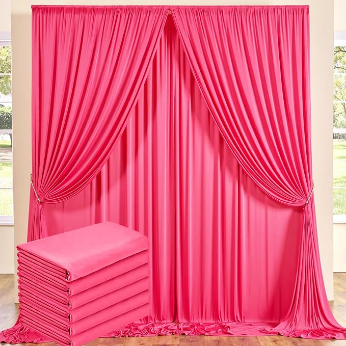 30 ft x 10 ft Wrinkle Free Fuchsia Backdrop Curtain by Outpain