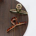 Big Hair Claw Clip Metal Claw Clips for Women Strong Hold Claw for Heavy Hair Brown Acetate Claw Clips for Girls 4.5" Jaw Clamp Large Hair Accessories for Long Thick Hair(New Brown)