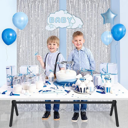 Sequin Backdrop Curtains 6ft x 8ft Silver Background Wedding Decoration | 2 - Image 6