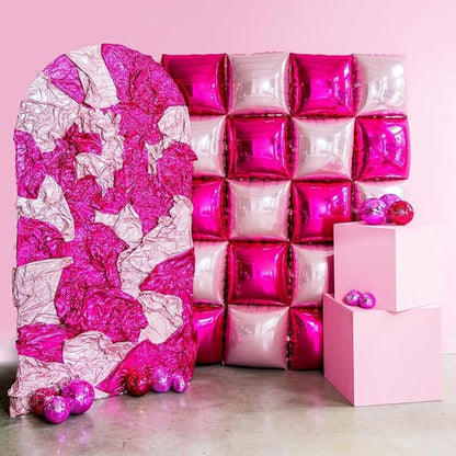 Hot Pink and Rose Double Sided Square Foil Balloons Wall, 19 Inches Pink - Image 7