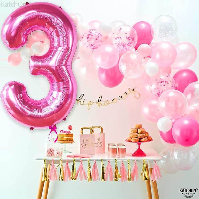 KatchOn, Hot Pink Number 3 Balloon 40 Inch | Number 3 Foil Balloon, 3rd Pink - Image 5