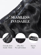 LUVME Hair Extensions Real Human Hair, Natural Black 135g 7pcs 20 Inch, Seamless Clip in Hair Extensions Human Hair Clip ins Body Wavy Hair