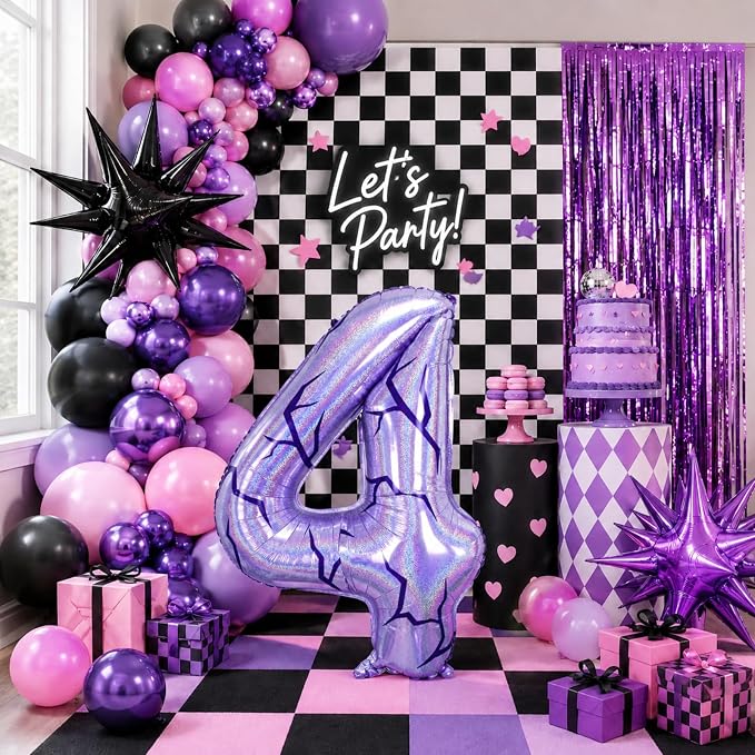 40 Inch Purple Kpop Number 4 Balloon - Image 5