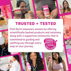 Pink Stork Postpartum Hair Loss Gummies | Biotin, Pantothenic Acid, Vitamin E, B6, B12 | Postnatal Hair Growth + Regrowth Support | Breastfeeding-Friendly | Postpartum Essentials | 60 Gummies