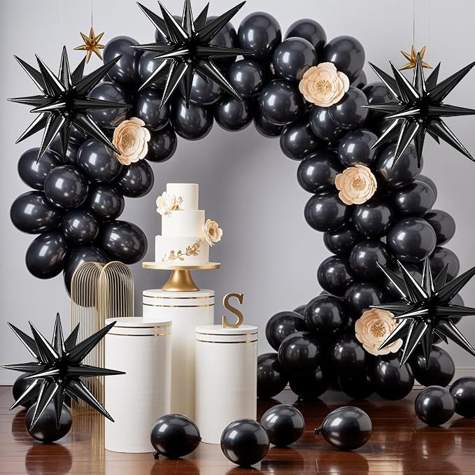 Black Star Balloons, 22/27 Inch Black Star Foil Balloons, Aluminum Foil Balloon - Image 4