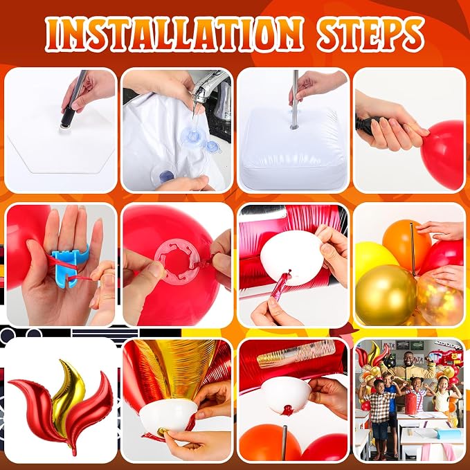 Kasyat 2 Set Fire Truck Party Balloon Column Stand Kit - Image 5