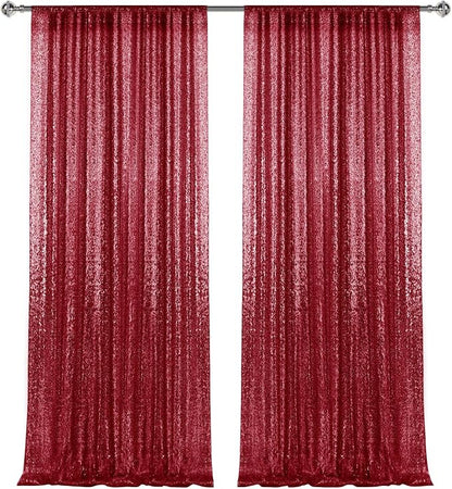 2×8FT-2PCS Burgundy Red Sequin Backdrop Curtains Panels, Photography Backdrop - Image 8