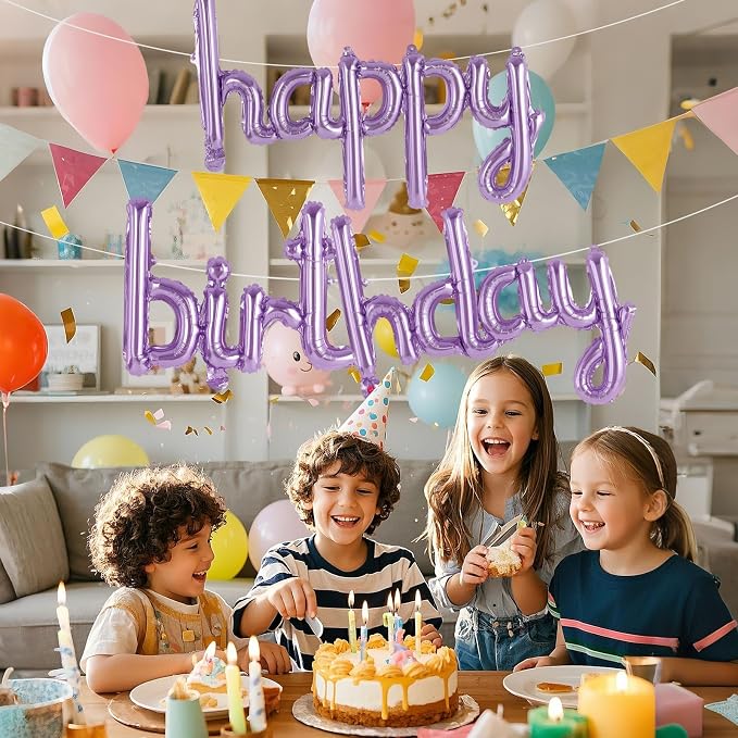 Happy Birthday Balloons Banner Foil Letters Balloons Connected, Personalized - Image 4