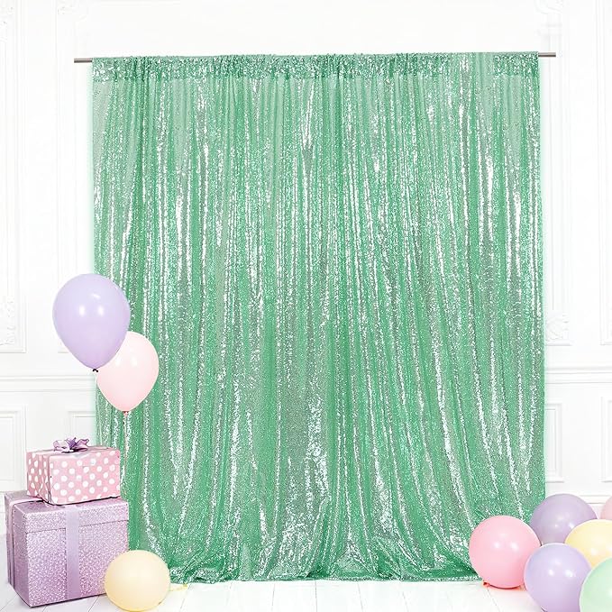 Eternal Beauty Mint Green 3mm Sequin Backdrop 6x6 Ft by EternalBeauty