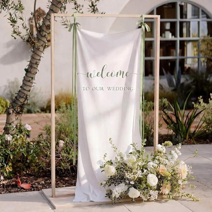 Tingjoo 27 × 78 Inch Welcome to Our Wedding Fabric Banner Long Wedding Party - Image 7