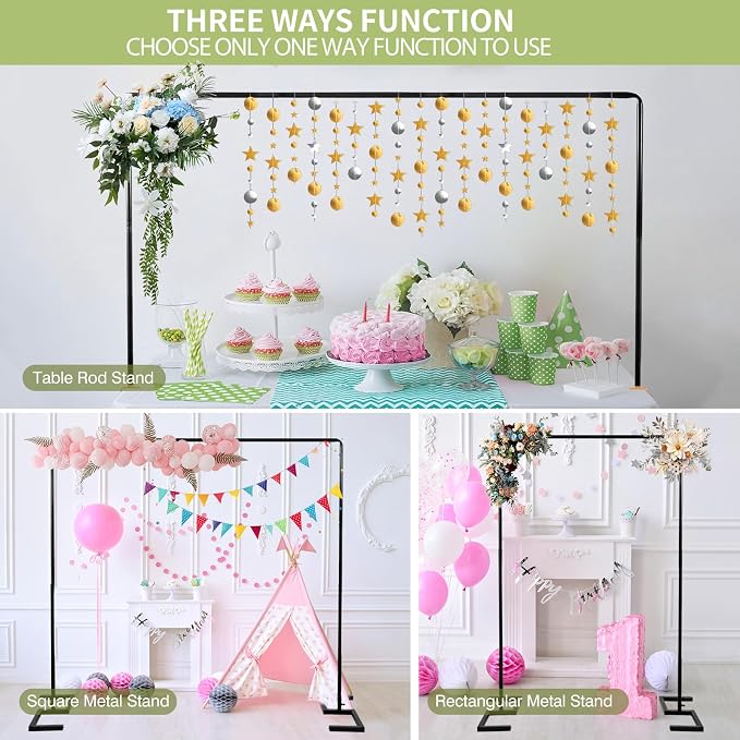 8.2FT x 8FT Square Backdrop Stand Heavy Duty Black Wedding Arch - Image 3