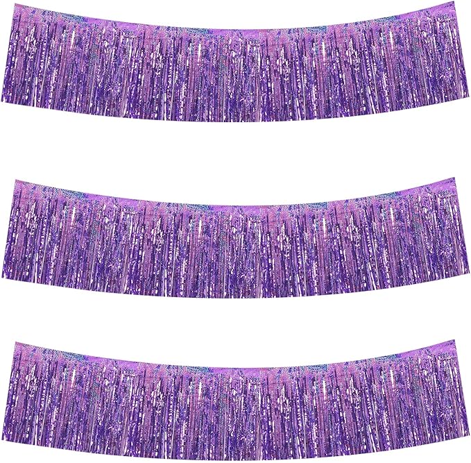 BEISHIDA Laser Light Purple Fringe Garland Banner Wall Tinsel Foil Streamer | by Beishida