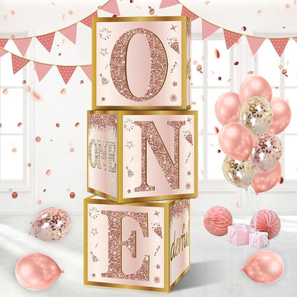 Guiruiy 3Pcs 1st Birthday Decorations Balloon Gift Boxes by Guiruiy