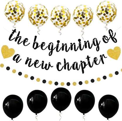 The Beginning of a New Chapter Banner Funny Going Away Party Graduation Happy by PEIQICHU