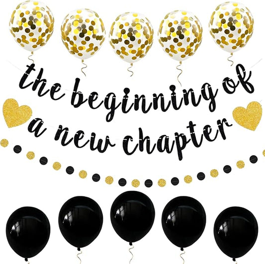 The Beginning of a New Chapter Banner Funny Going Away Party Graduation Happy by PEIQICHU