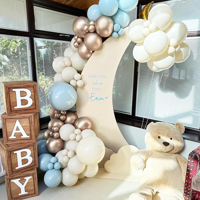 Dusty Blue and Gold Balloons Fathers Day 12 Inch Slate Fog Light Baby Blue Sand - Image 6