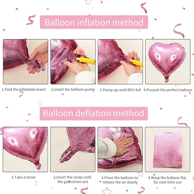 Biapian Light Pink Heart Balloons, 18inch Pastel Pink Love Heart Balloons - Image 3