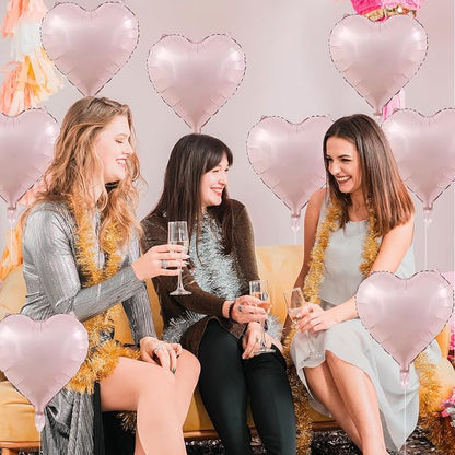 Baby Pink Heart Balloons, 18 Inch Pink Heart Balloons, Pastel Pink Helium Foil - Image 9