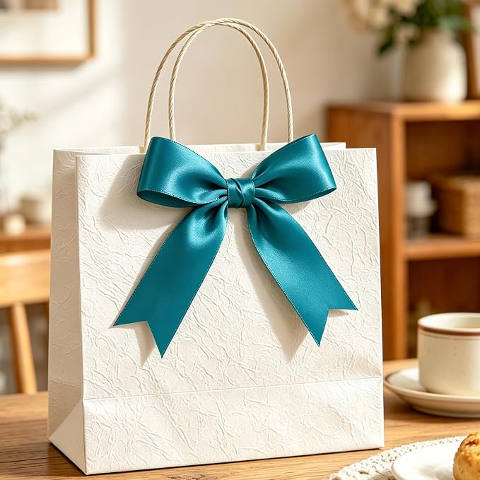 1In 30Yards Teal Satin Ribbon for Gift Wrapping Wedding Christmas Party | Sleek - Image 7