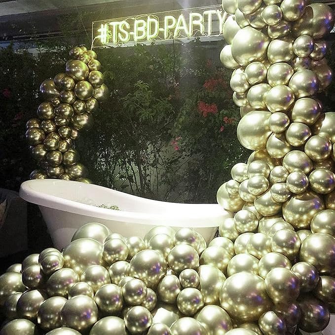 PartyWoo Metallic Gold Balloons 50pcs Chrome Gold Color 12 Inch | Balloons - Image 5