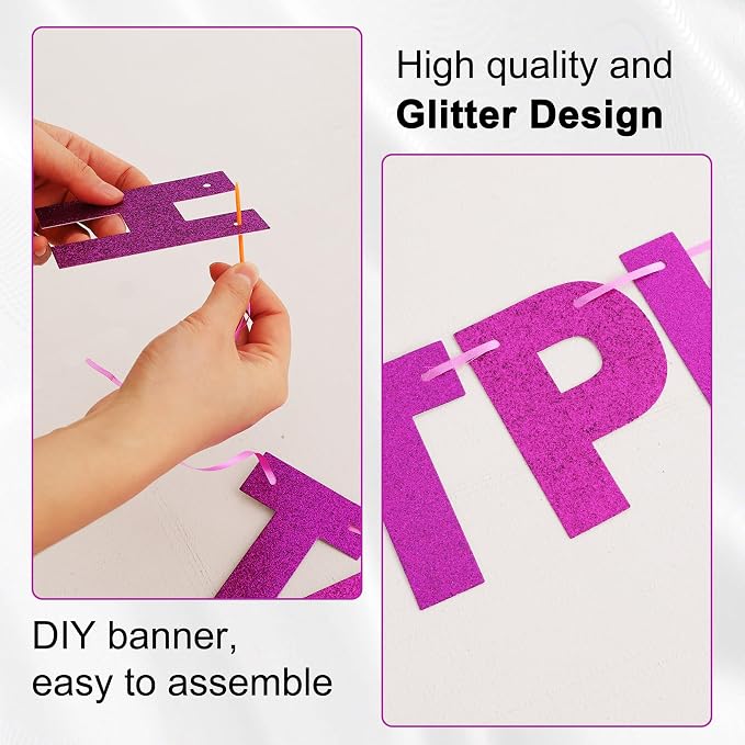 BEISHIDA Glitter Purple 116 PCS A-Z DIY Letter Custom Banner Party Decor | 111 - Image 3
