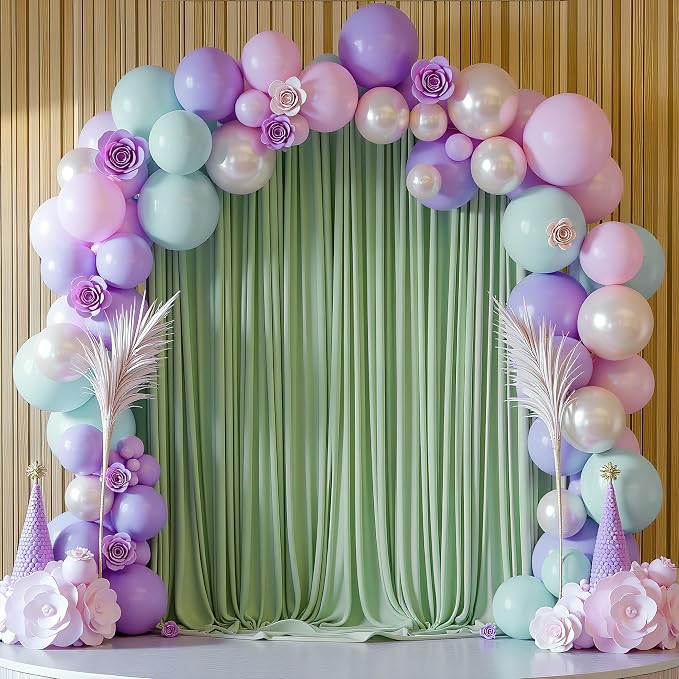 Sage Green Backdrop Curtain Drapes - Image 6