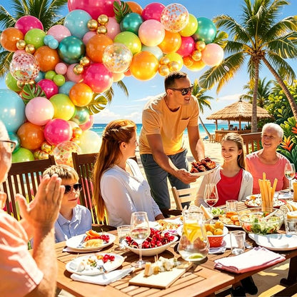146PCS Tropical Balloon Arch Garland Kit, Olive Green Hot Pink Orange Rose Gold - Image 6