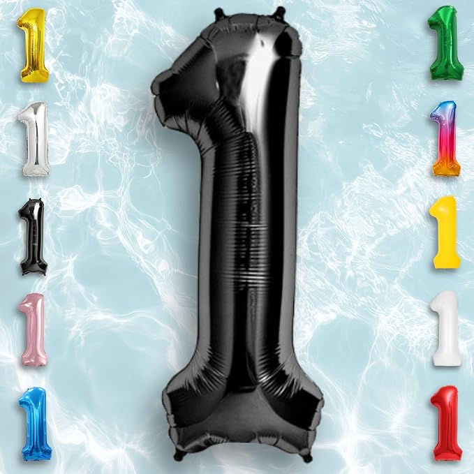 Black Number Balloon 1 Mylar Foil Balloons 16 inch Small - Image 4
