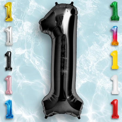 Black Number Balloon 1 Mylar Foil Balloons 16 inch Small - Image 4