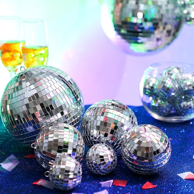 MTLEE 20 Pcs Disco Balls Decoration Mirror Disco Ball Assorted Silver Mini - Image 2