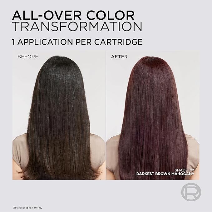 L'Oreal Paris Colorsonic Permanent Hair Dye Cartridge, Hair Color for Root Touch Up, Gray Coverage or All Over Color in just 5 Minutes, 3M Darkest Mahogany Brown (Coloring Device Sold Separately)