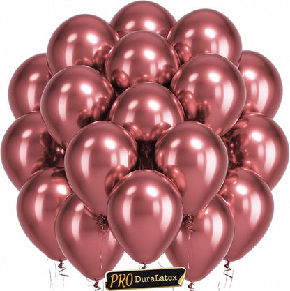 Pro Duralatex Metallic Red Extra-Thick Balloons 120 Pack 10 inch | Chrome Red by Bezente