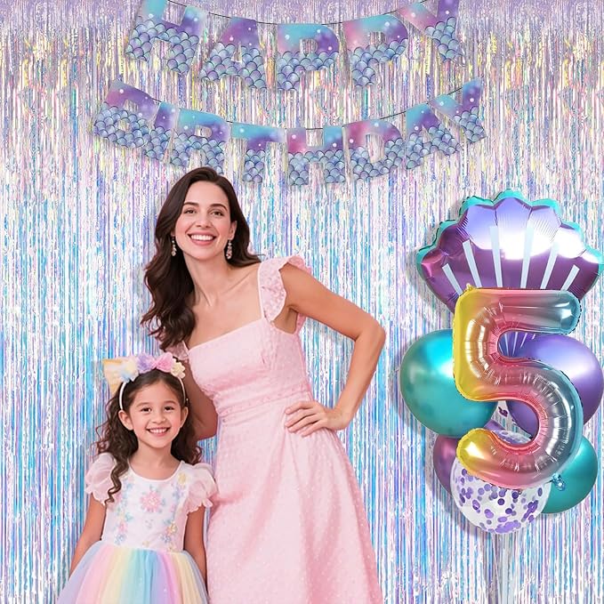 Iridescent Party Decorations Fringe Backdrop, Sparkling Holographic Foil Fringe - Image 2