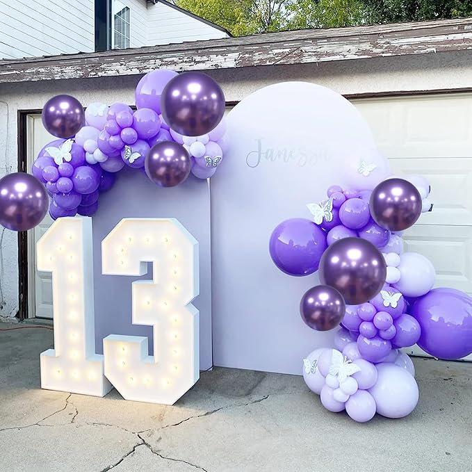 Togvu Purple Balloons, 60 Packs 12 Inch Metallic Chrome Pearl Macaron Light - Image 5