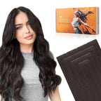 DOORES Injection Hair Extensions Real Human Hair Tape in Invisi Edge, Dark Brown 10pcs Injection Tape-ins 25g 16 Inch, Seamless Injected Tape in Extensions Virgin Human Weft