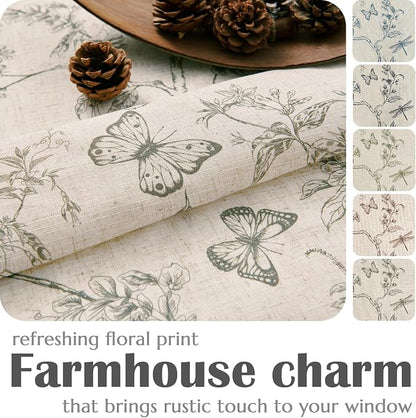 Grey Floral Linen Lined Curtains Rod Pocket 50W X 84L 2 Panels | Charlotte - Image 5