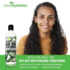 Urban Hydration Hydrate and Grow Aloe Vera & Cucumber Moisturizing Conditioner, Promotes Hair Growth and Hydration - Silicone, Paraben and Sulfate Free - 13.5 FL Oz