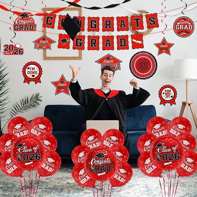 Red Themed 2026 Graduation Decorations Set - Image 8