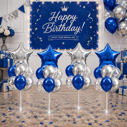 Lunmon 4 Set Navy Blue Silver Balloon Centerpieces - Image 5