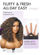 LUVME HAIR 100% Human Hair Wigs Curly Deep Wave Glueless Lace Front 12 Inches Pre Cut Plucked Hd Lace Short Wig Ready To Go Highlight Color Straight Bleached Knots Side Part Black Wigs