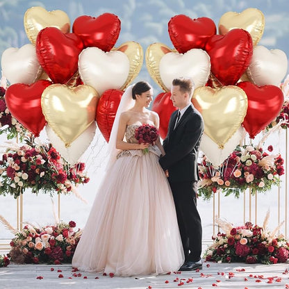 Red Gold Heart Balloons Foil - Image 7