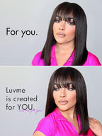 LUVME HAIR 14 Inch Light Yaki Straight Bob Wig with Bangs Human Hair Realistic HD Lace Short Black Bob Wigs, Ready to Go Blunt Cut Bob Wig Glueless 180 Density
