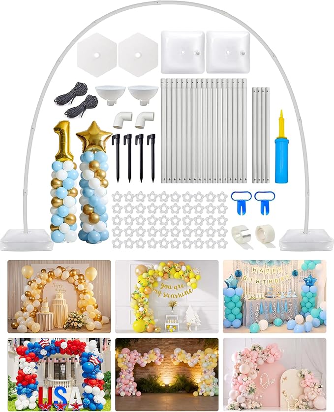 6IN1 Balloon Arch Stand Kit, 10.8ft Adjustable Balloon Column Stand by CORALMEE