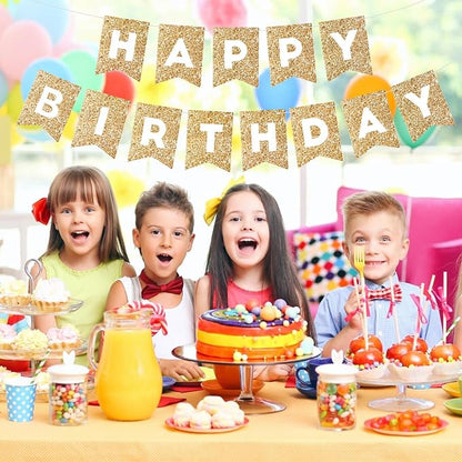 Hooqict Gold Happy Birthday Banner Sign - Image 3