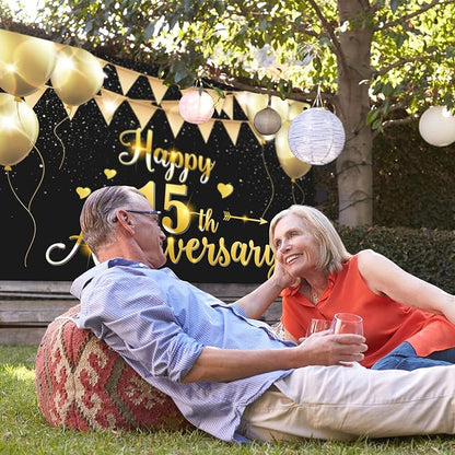 HAMIGAR 6x4ft Happy 15th Anniversary Banner Backdrop - Image 6