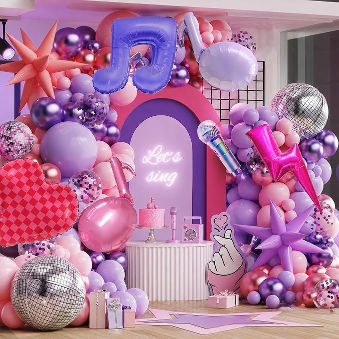 K POP Music Birthday Decorations, Disco Ball, Checkered Heart, Lightning and by SUNPROUND