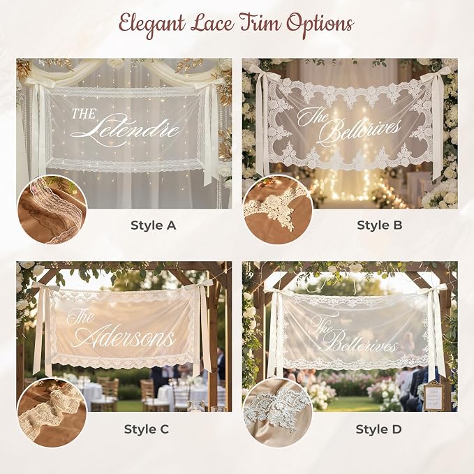 Personalized Sheer Tulle Wedding Welcome Sign Banner - Image 4