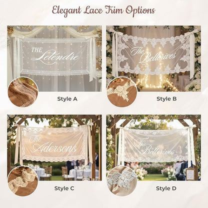 Personalized Sheer Tulle Wedding Welcome Sign Banner - Image 4