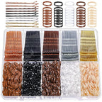 YGDZ 750PCS Bobby Pins for Women, 250PCS 2Inch Hair Pins for Brown Hair, Black, Blonde Hair, 500PCS Elastic Hair Ties Neutral Colors, Christmas Stuffers Xmas Gift Hair Accessories for Women, Girls