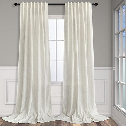Pitalk Back Tab Linen Curtains 95 Inches Long 2 Panels Set by Pitalk